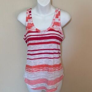 Express Red and Pink Striped Tank Top